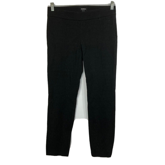 Worth Pants Womens Sz 2 Taper Leg Black Cotton Stretch Textured Knit Side Zip - Picture 1 of 10